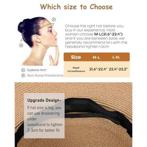 WOMENS SUN STRAW HAT WIDE BRIM UPF 80 SUMMER HAT FOLDABLE PACKABLE FLOPPY BEACH main image 5